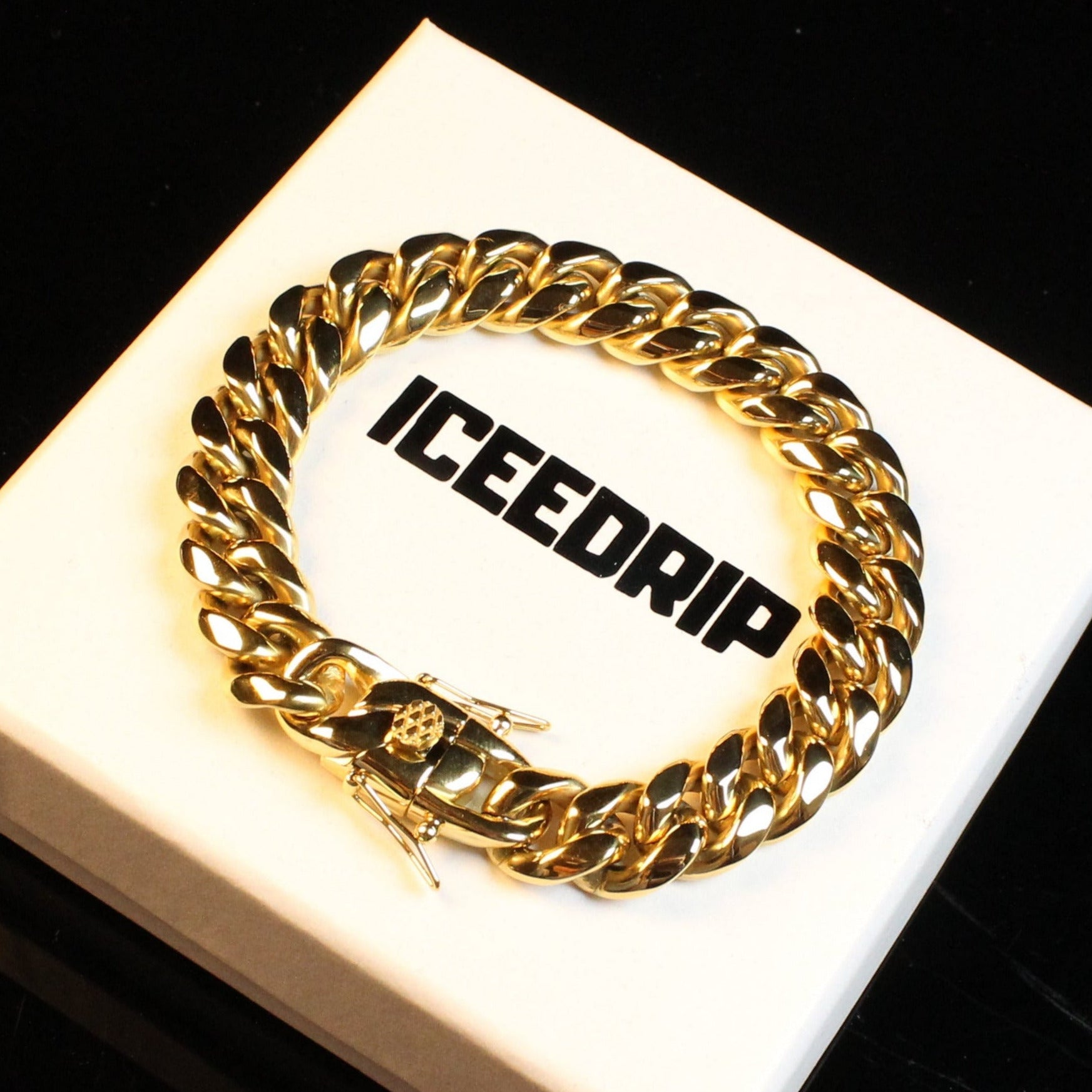 14mm White/Gold-Plated Classic Miami Cuban Bracelet