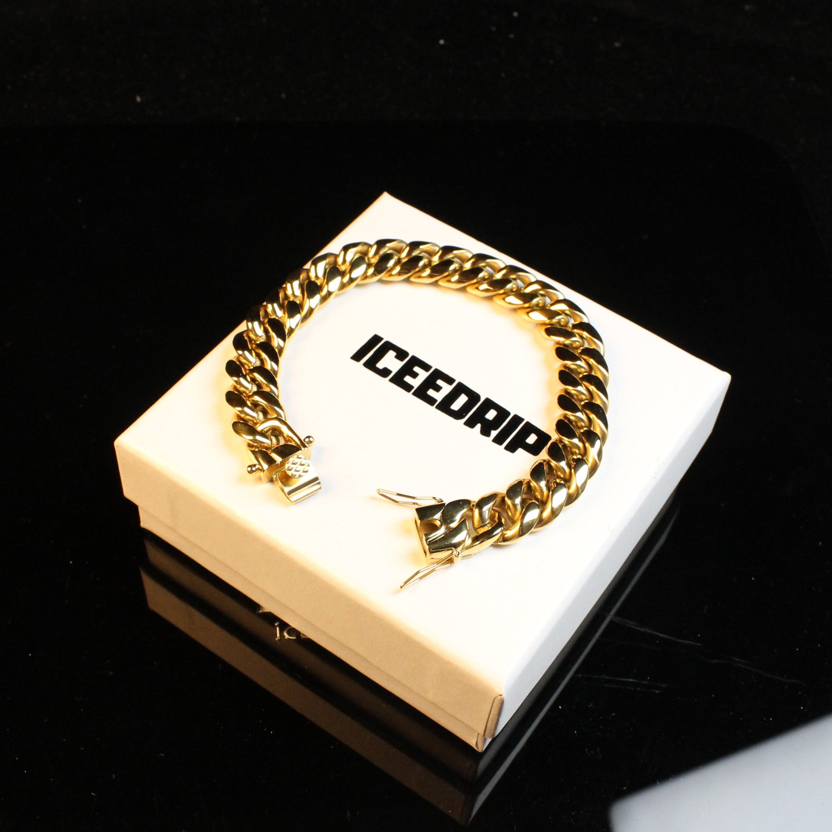 14mm White/Gold-Plated Classic Miami Cuban Bracelet