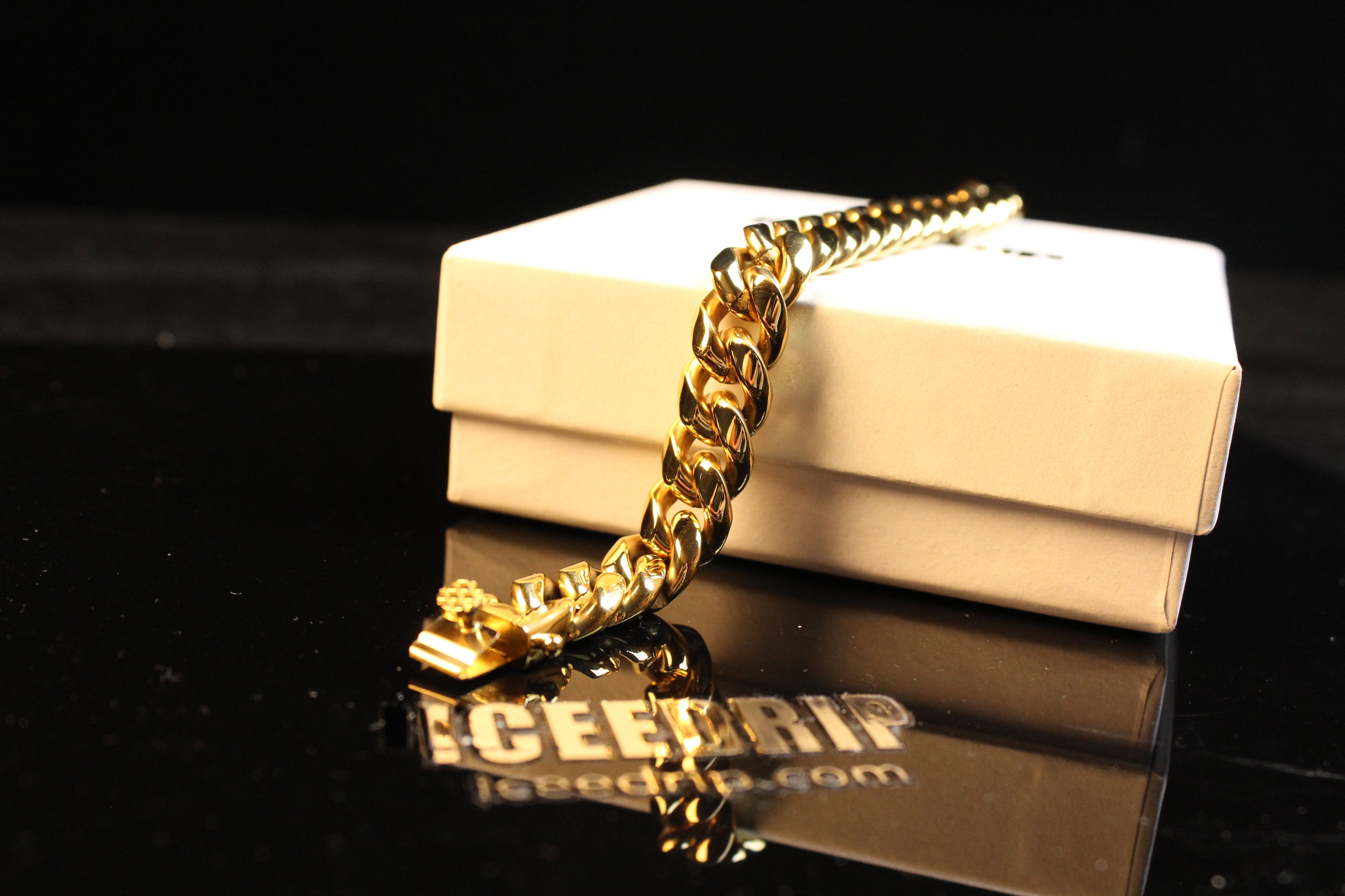 18K Gold-Plated Classic Miami Cuban Link Bracelet（12MM）