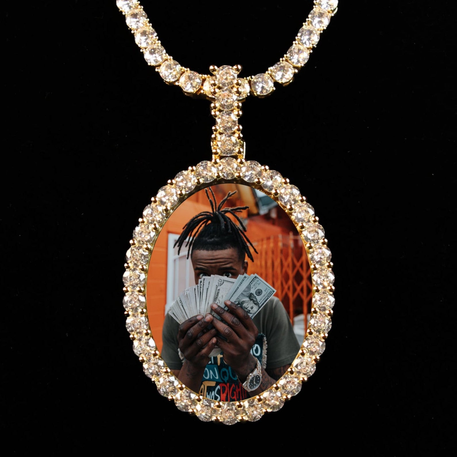 Large 3D Oval Custom Picture Pendant