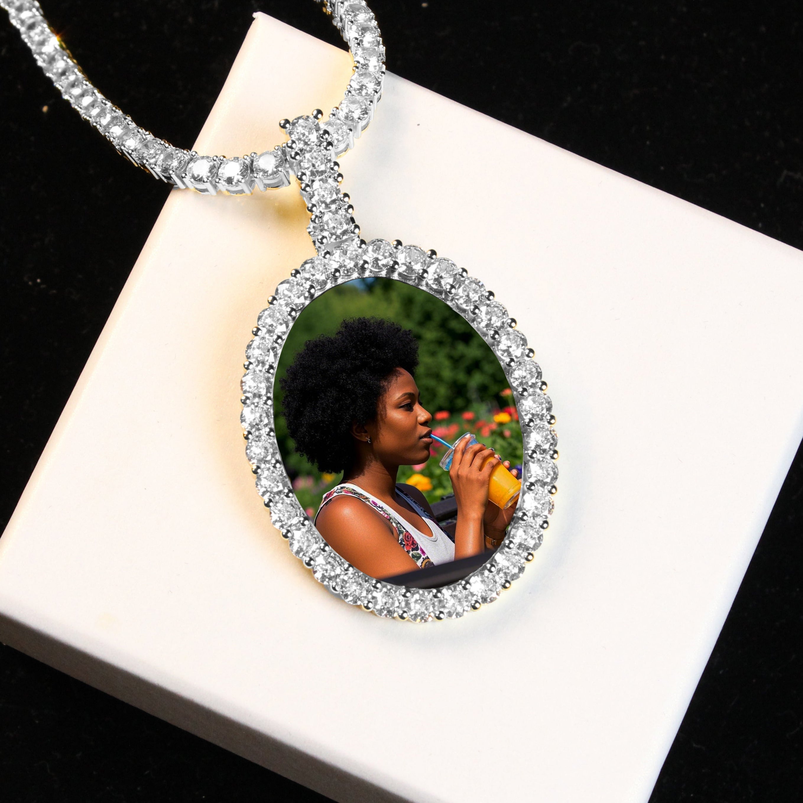 Large 3D Oval Custom Picture Pendant