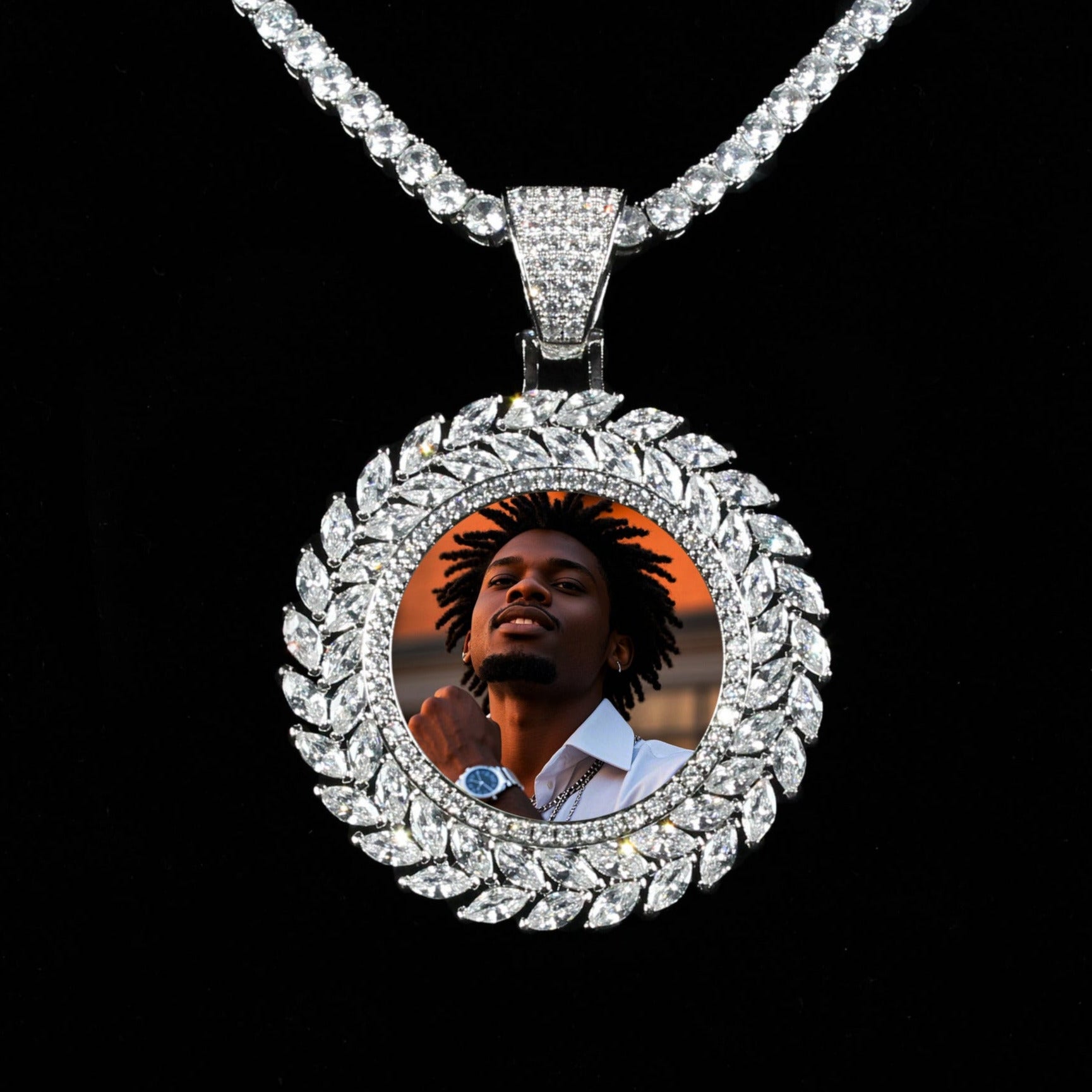 Large 3D Wheat Embrace Custom Picture Pendant