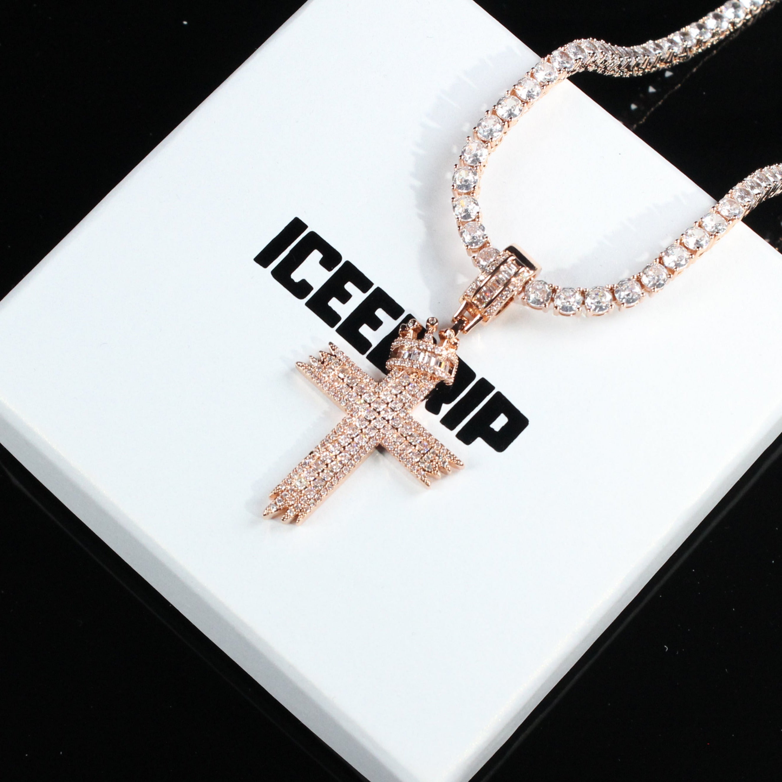 18k gold-plated Royal Crown Cross Necklace