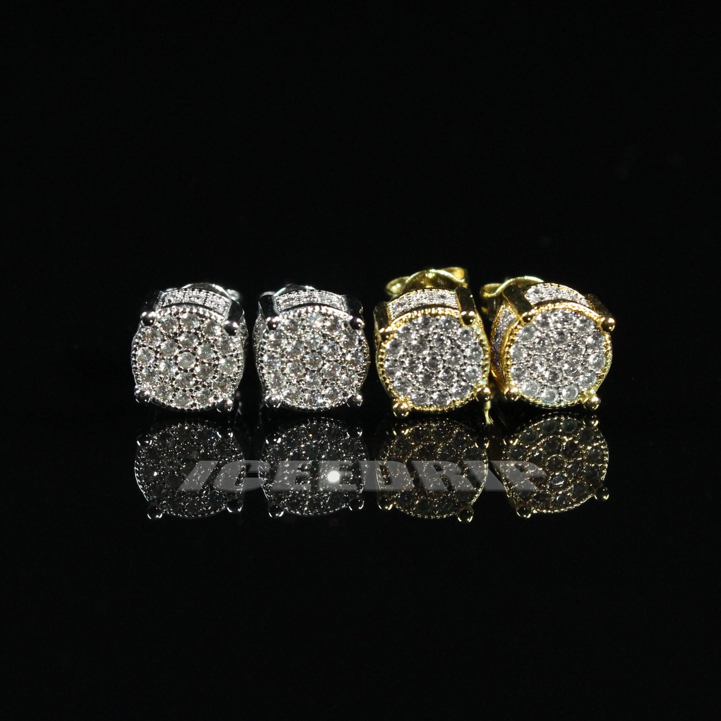 925 Sterling Silver Micro-inlay  Two-tone Stud Earring