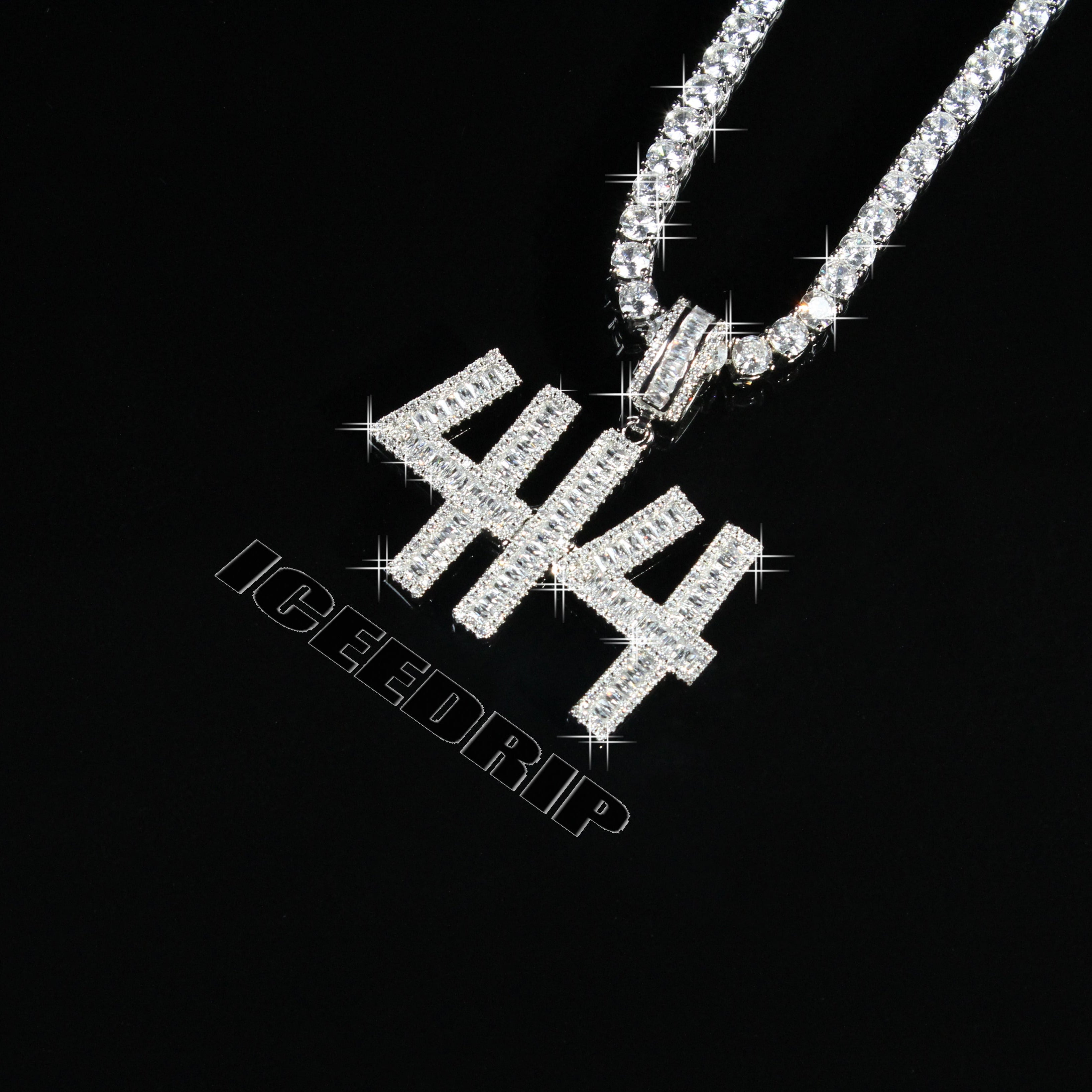 Iced Out Baguette Custom Letter Necklace