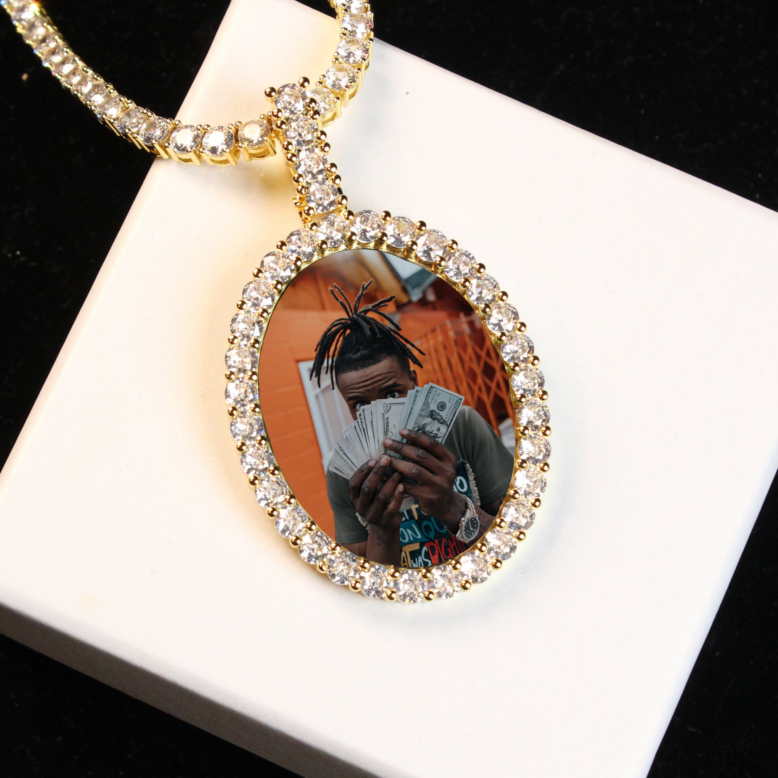 Large 3D Oval Custom Picture Pendant