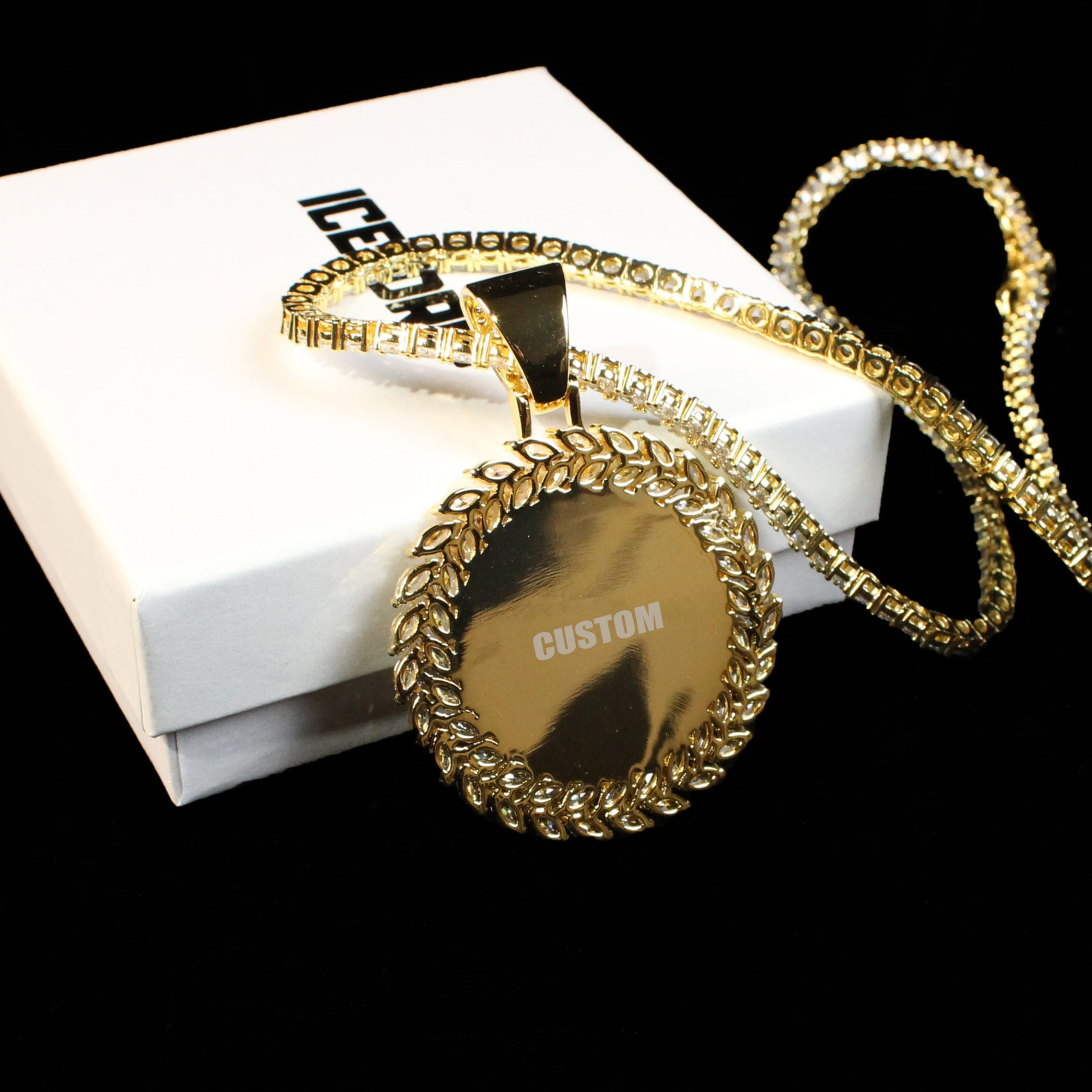 Large 3D Wheat Embrace Custom Picture Pendant