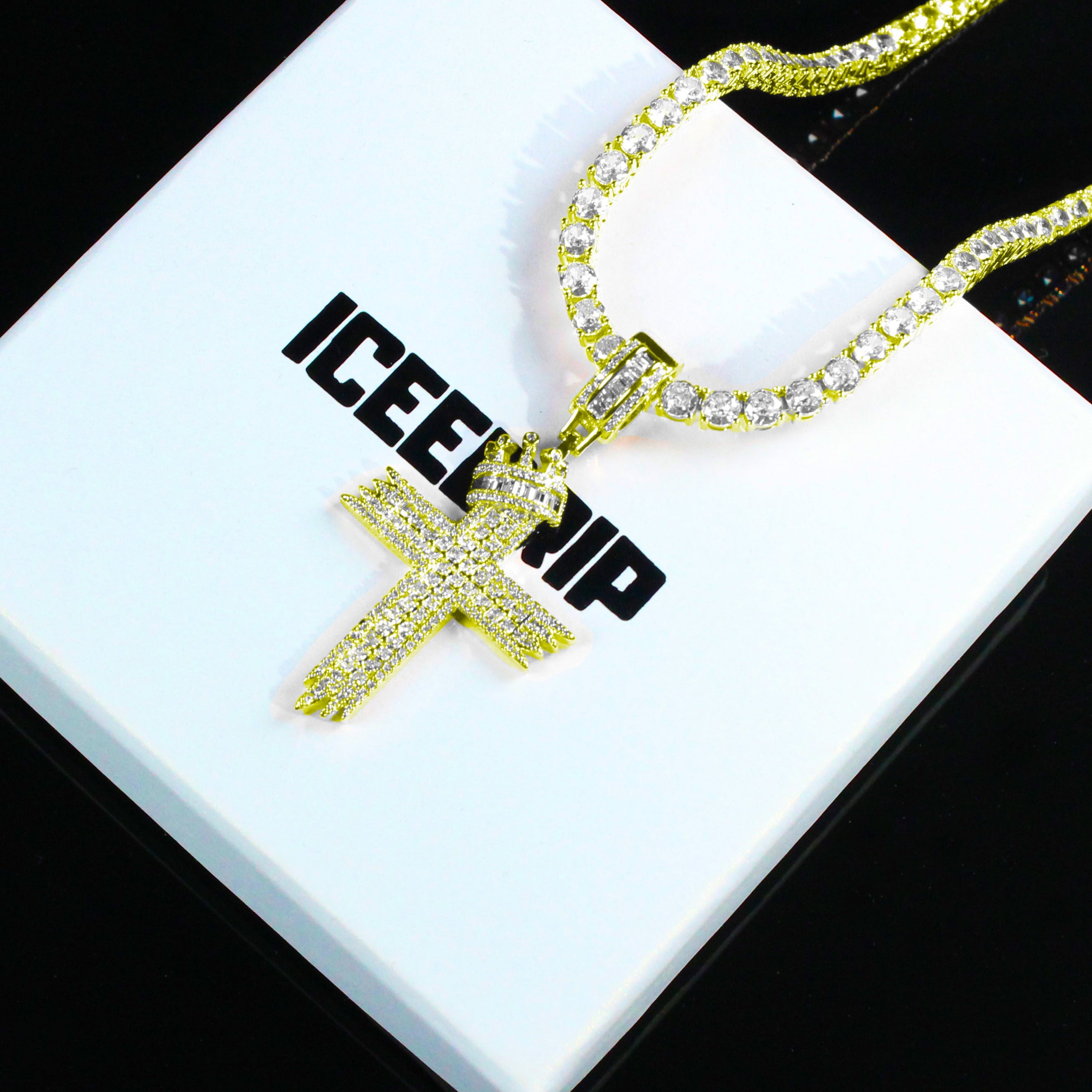 18k gold-plated Royal Crown Cross Necklace