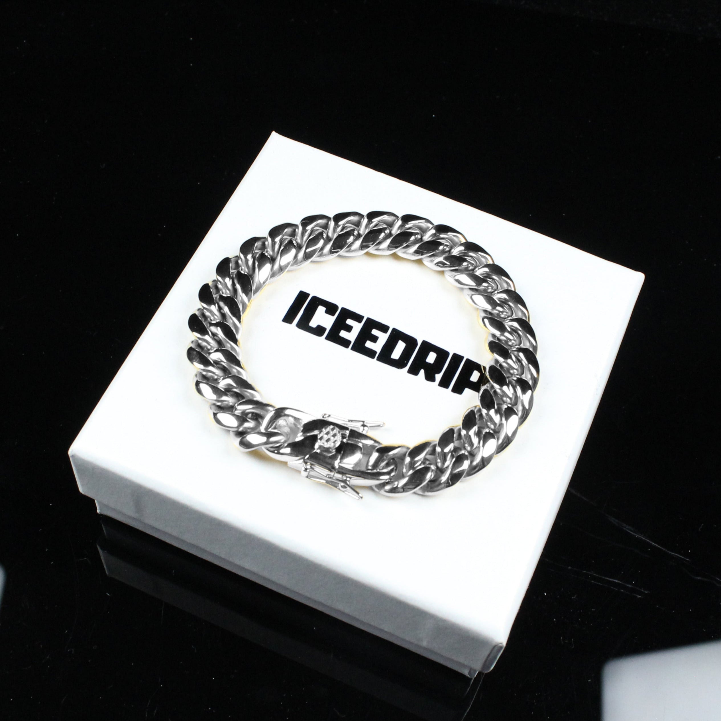14mm White/Gold-Plated Classic Miami Cuban Bracelet