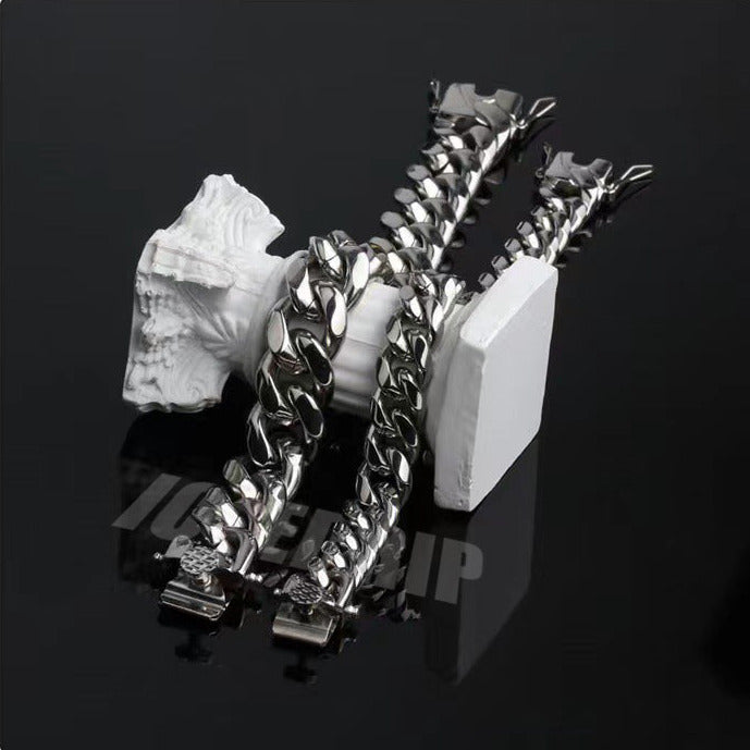 14mm White/Gold-Plated Classic Miami Cuban Bracelet