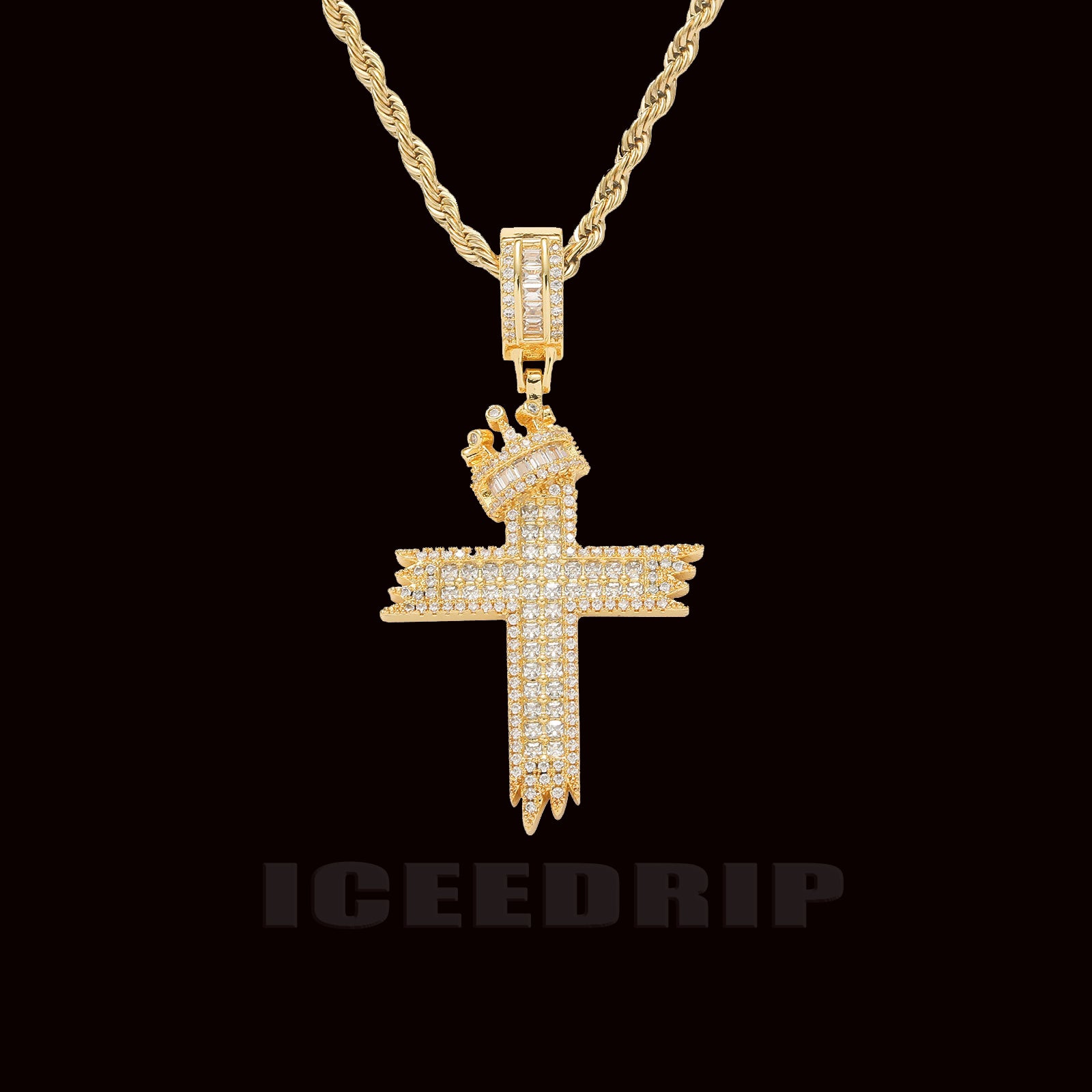 18k gold-plated Royal Crown Cross Necklace