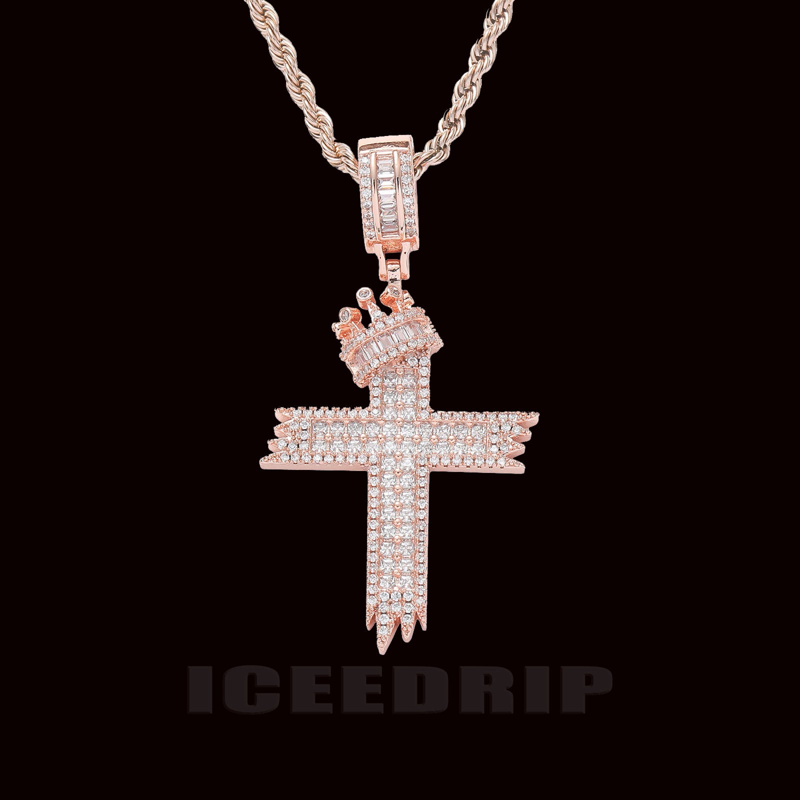 18k gold-plated Royal Crown Cross Necklace