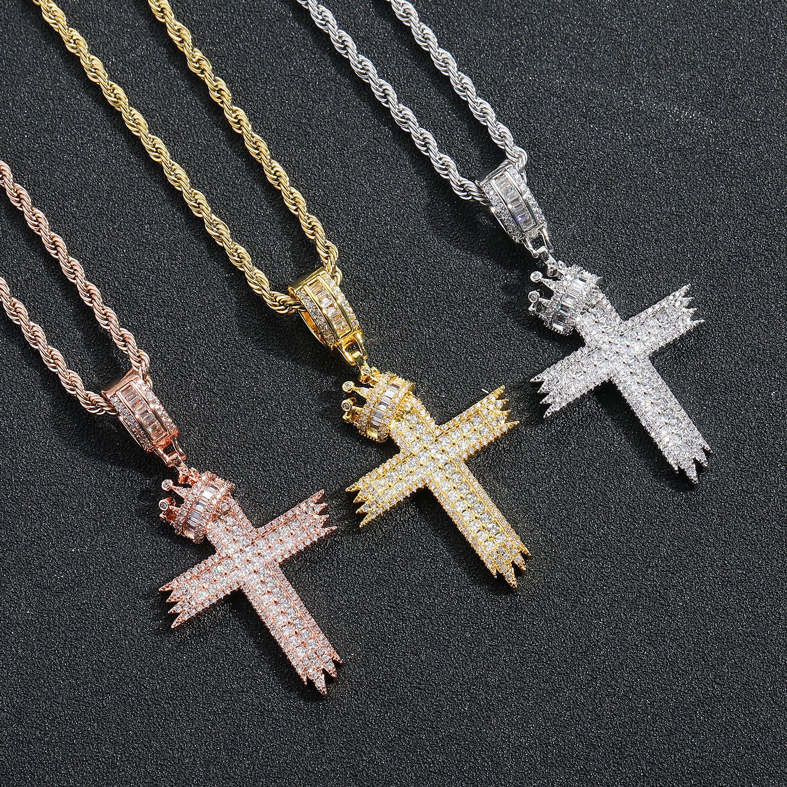 18k gold-plated Royal Crown Cross Necklace