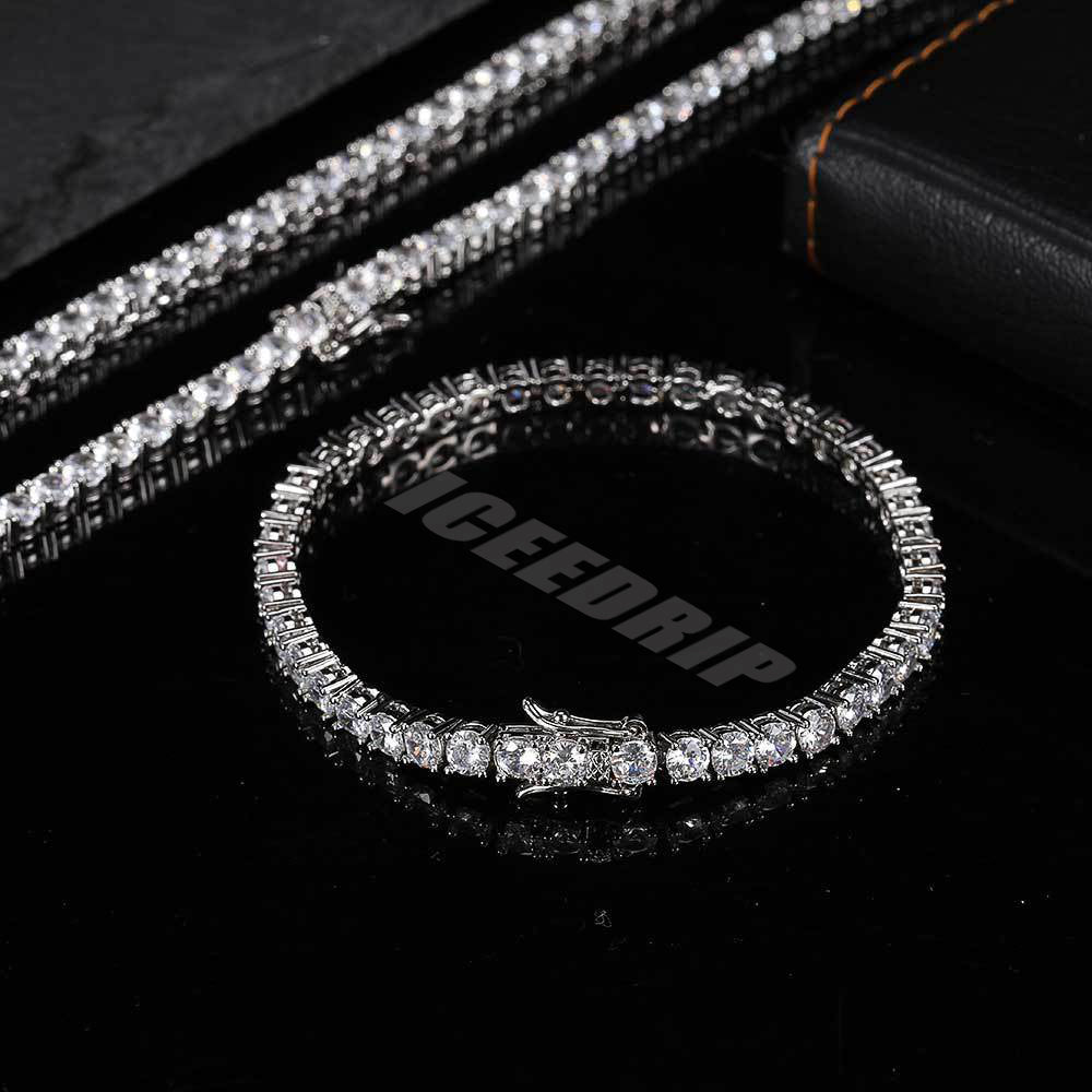 4mm Iced Yellow Gold-Plated  Tennis Link Bracelet