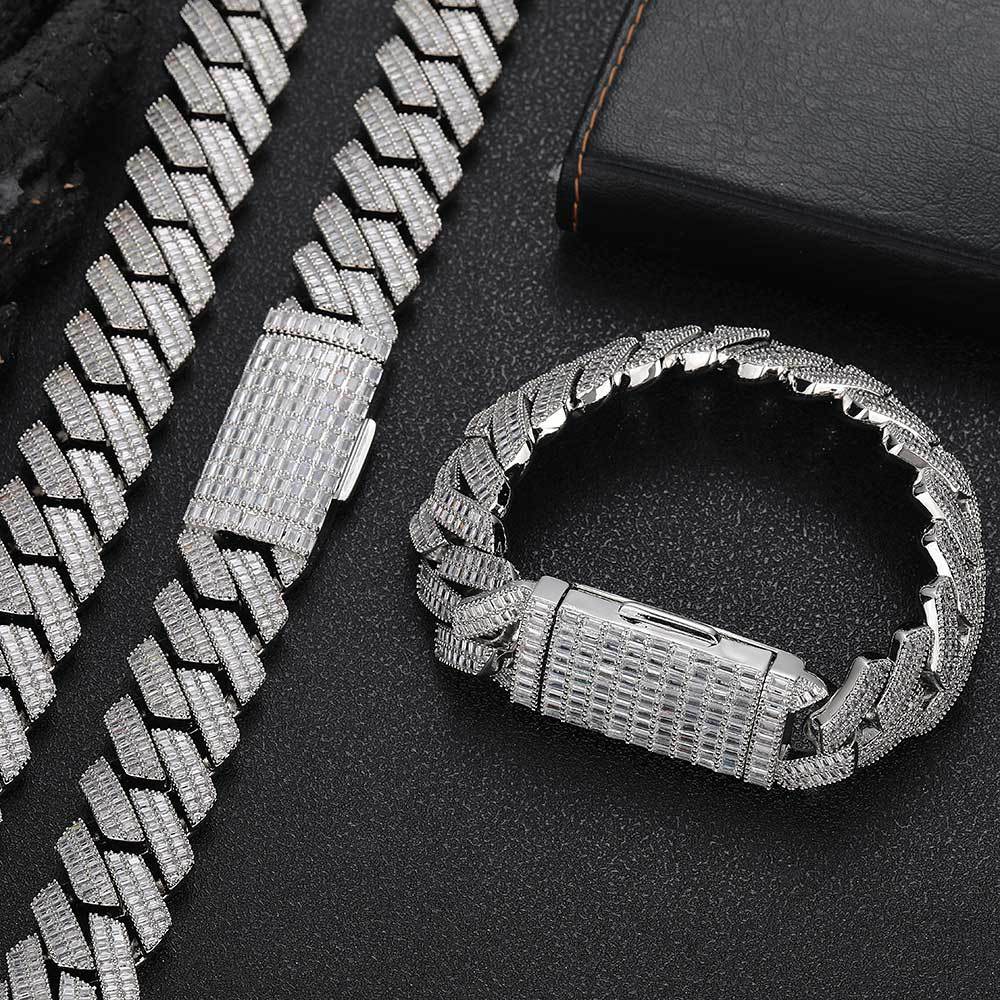 18mm Full Baguette Prong Cuban Chain
