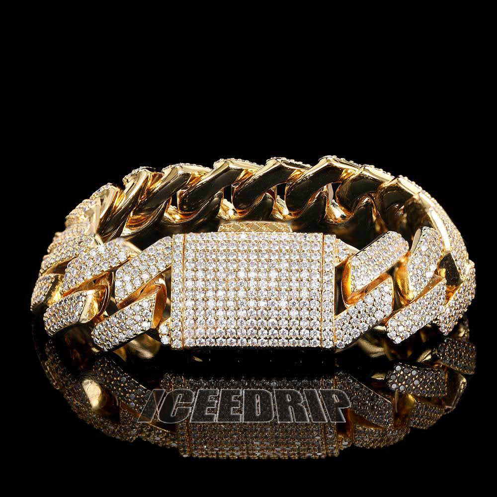 18mm Prong Cuban Bracelet in Gold
