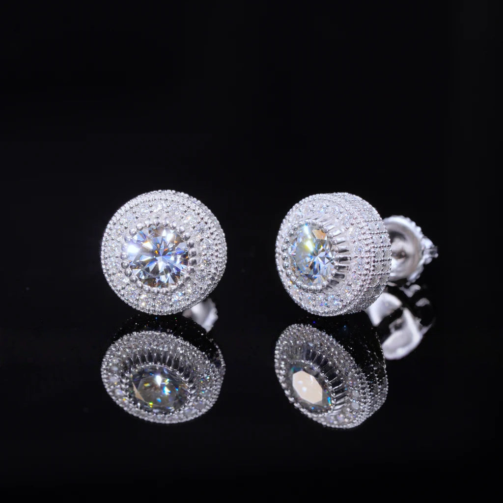 S925 VVS1 Moissanite Cluster Halo Earrings_ICEEDRIP JEWELRY