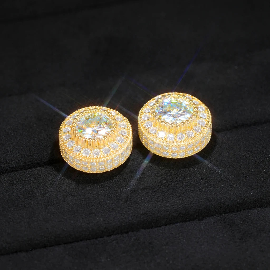 S925 VVS1 Moissanite Cluster Halo Earrings_ICEEDRIP JEWELRY