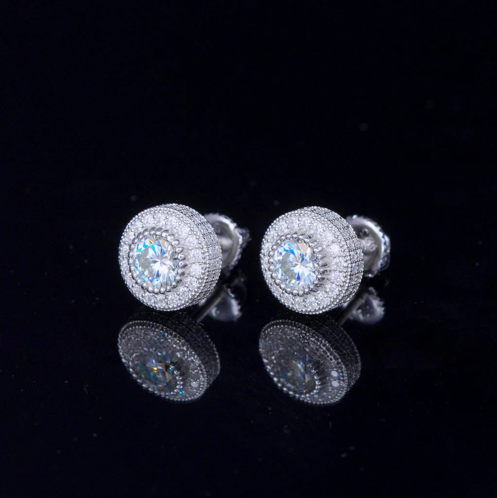 S925 VVS1 Moissanite Cluster Halo Earrings_ICEEDRIP JEWELRY