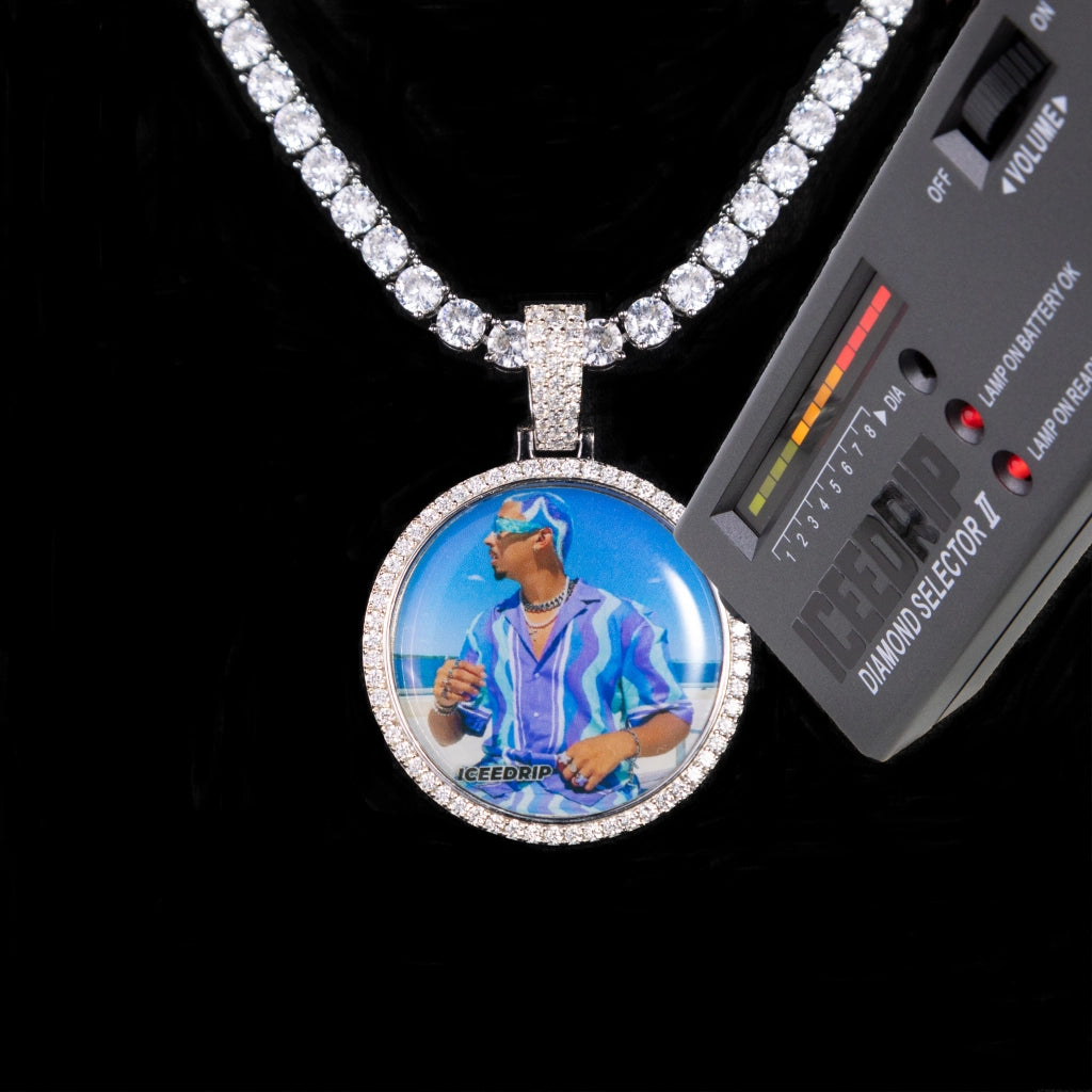 S925 & VVS Moissanite 3D Circle Custom Photo Pendant
