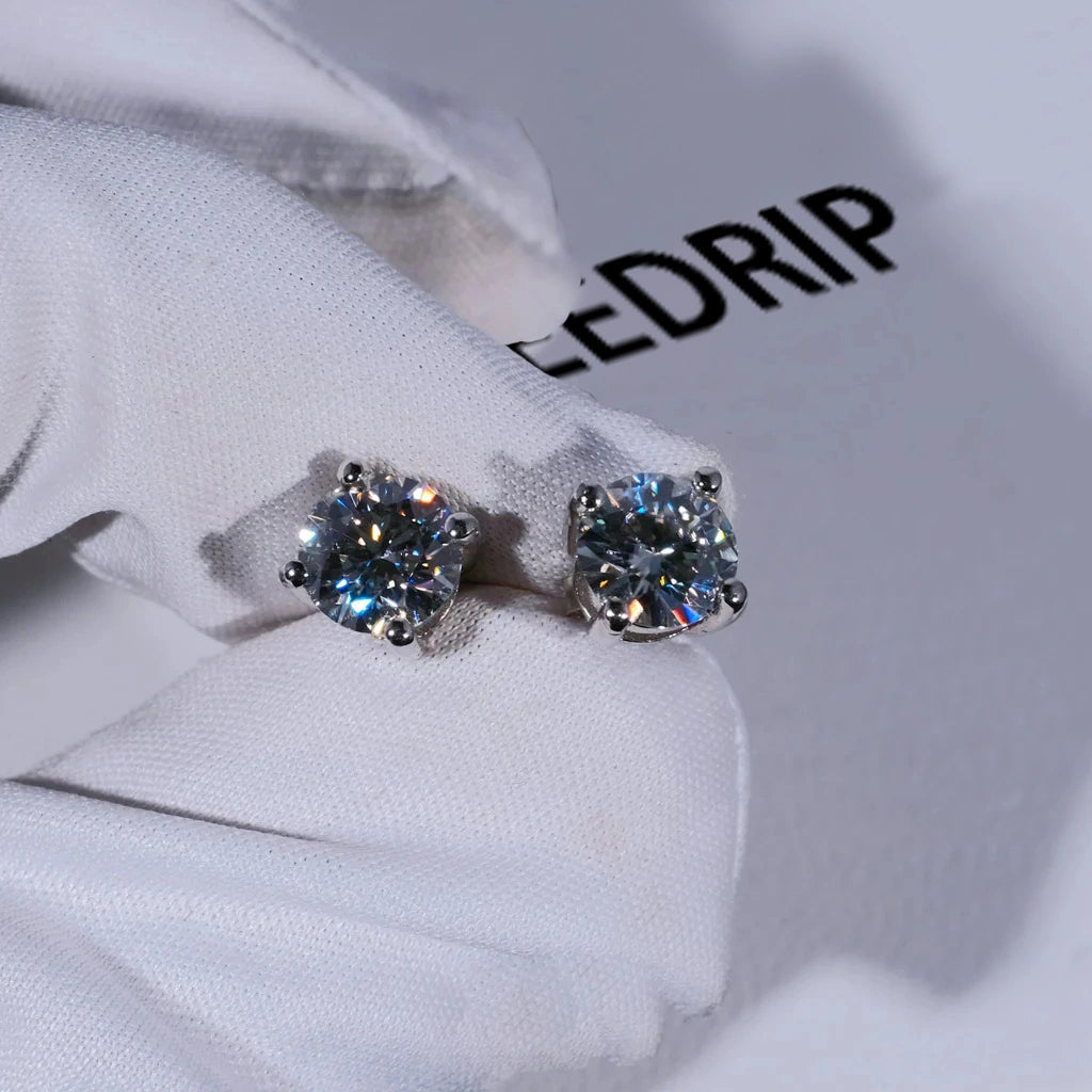 S925 & VVS Moissanite Solitaire Stud Earrings_ICEEDRIP JEWELRY