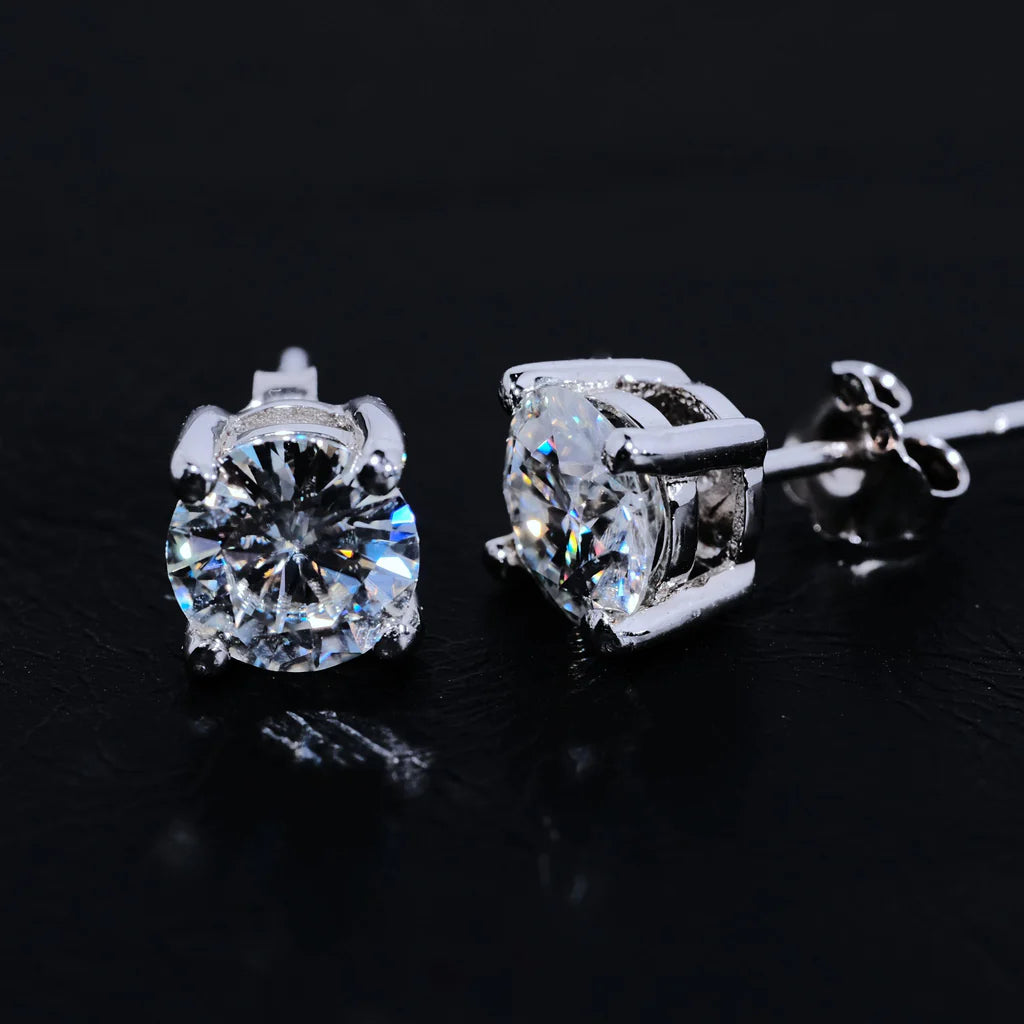 S925 & VVS Moissanite Solitaire Stud Earrings_ICEEDRIP JEWELRY