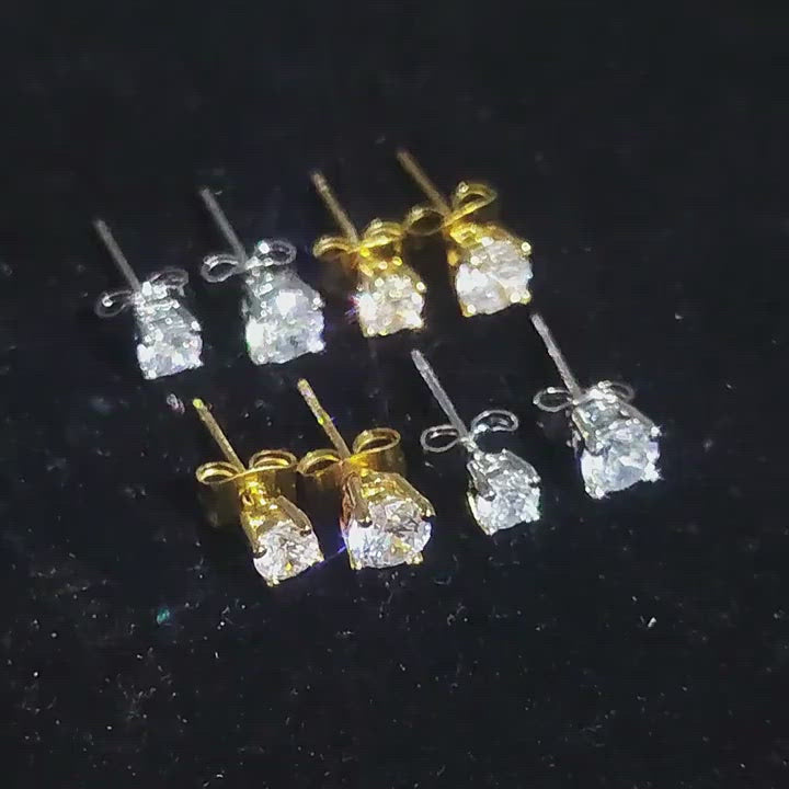 Pendientes S925 con circonita cúbica helada (5 mm)